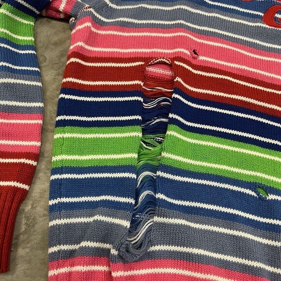 SSPIRIT HALLOWEEN Chucky Good Guys Cosplay Costume Striped Ripped Sweater Large - Picture 6 of 7